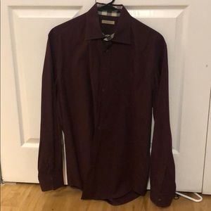 Burberry Burgundy Button Down Shirt